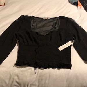 Black Sheer Long Sleeve Smock